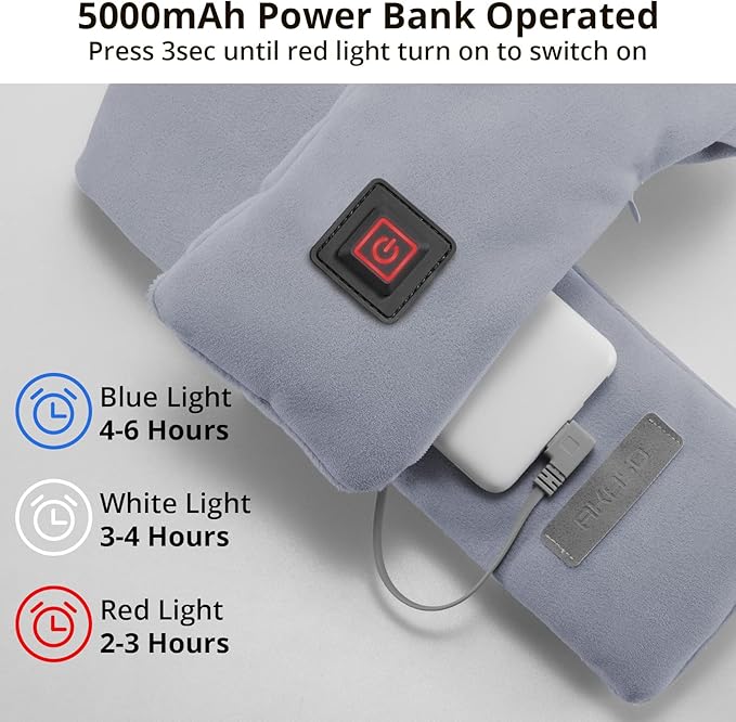 AKASO Heated Neck Wrap with 5000mAh Power Bank - Electric Heating Pad for Neck Pain Relief and Stiffness