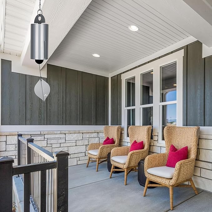 Woodstock Chimes Heroic Windbell Wind Chime for Outside 40" Large Grey,Deep Tone Sound, Outdoor Decor for Patio, Porch, Garden HWLY