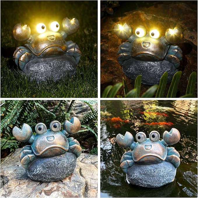 Solar Crab Outdoor Statues for Garden，Outside Decor Yard Art Lawn Ornaments Porch Patio Balcony Home House，Unique Birthdays Gifts for Mom Grandma Women Wife Sister Children (Bronze)