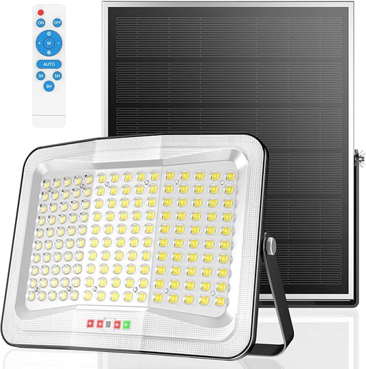 2000W Solar Flood Lights Outdoor, High-Efficiency Solar Panel, Large LED Beads, Remote Control and Motion Sensor, Waterproof Lights Outdoor for Yard, Garden, Pathway, Garage