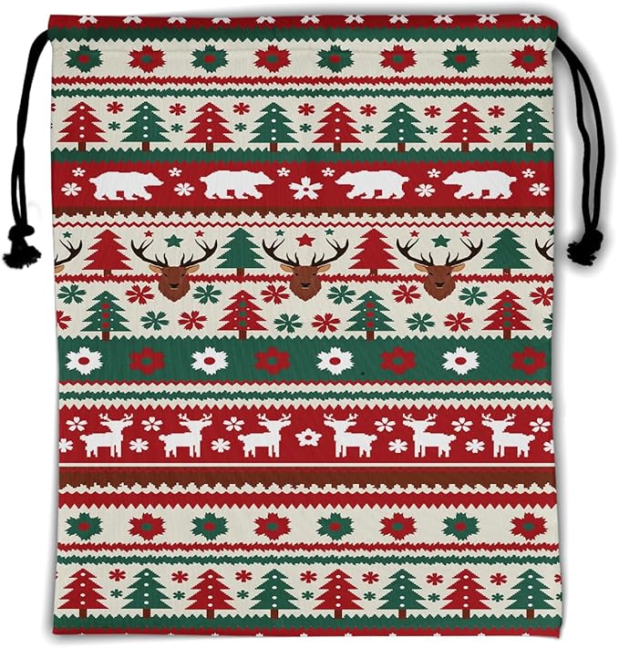 Holiday Deer Gymnastics Grip Bag Pine Tree Decor Adjustable Storage Pouch Bag for Holding