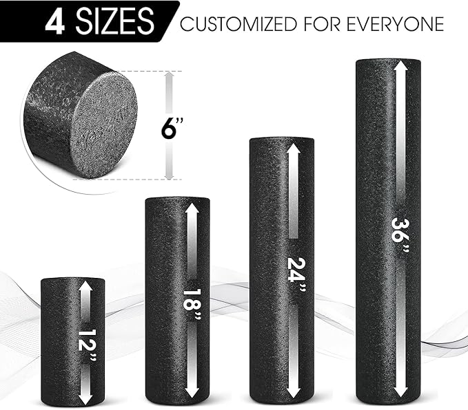 Yes4All High-Density EPP Round Back Roller Foam, Exercise Foam Roller for Yoga, Pilates & Stretching - 12, 18, 24, 36 inch
