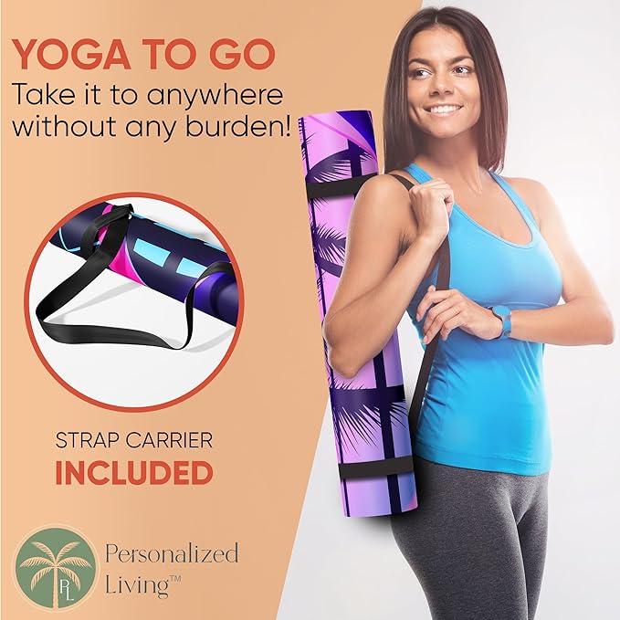 Custom Yoga Mat | Ships Next Day | Customize | Workout Mat for Men and Women | Non Slip Rubber Exercise Mat | 4mm Thick Gym Mat for Meditation, Pilates, Yoga, Gym