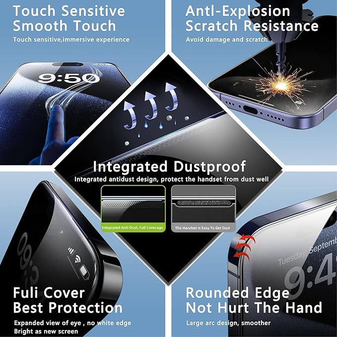 2 Pack Matte Screen Protector for iPhone 11 and iPhon XR 6.1-Inch Auto Dust Removal, No Bubbles, Tempered Glass Film, Easy Installation