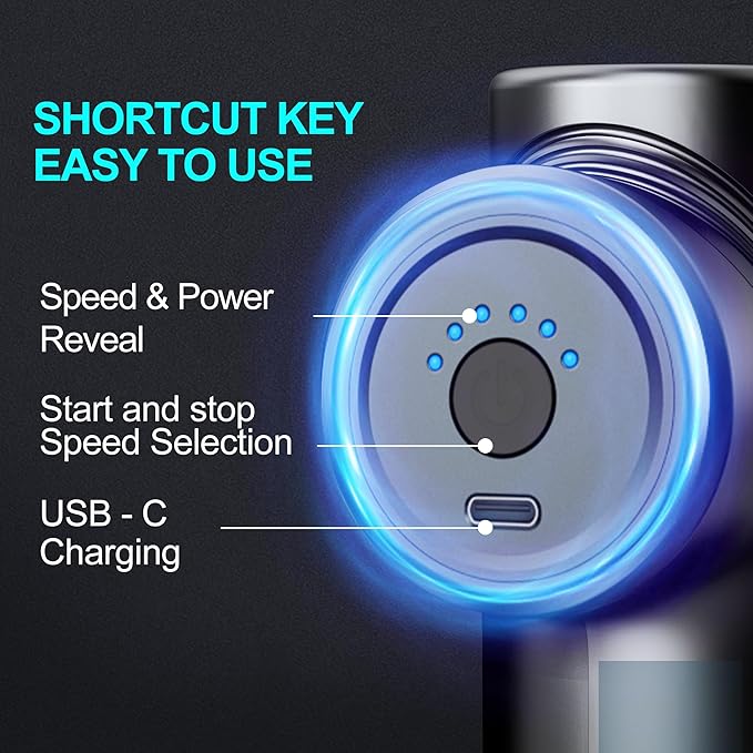 Massage Gun Deep Tissue，Portable Percussion Massager Gun for Athletes with 4 Massage Heads 6 Speeds for Fathers Day, Mother, Men, Women Holiday Gifts（Silver）