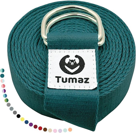 Tumaz Yoga Strap/Stretch Bands [15+ Colors, 6/8/10 Feet Options] with Extra Safe Adjustable D-Ring Buckle, Durable and Comfy Delicate Texture - Best for Daily Stretching, Physical Therapy, Fitness