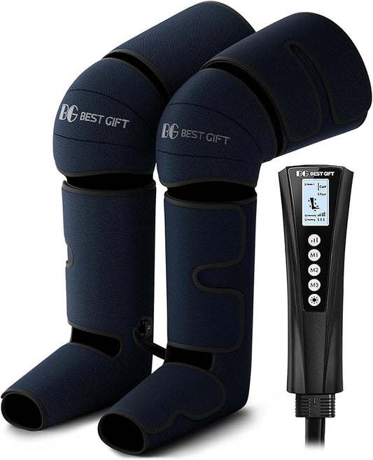 Gifts for Dad Mom Men Women Christmas Mothers Day, Fathers Day, Air Compression Massager with Heat for Foot, Leg, Calf, Thigh, Knee, Helpful for Vericose Veins, Muscle Fatigue, Cramps, Swelling, Edema