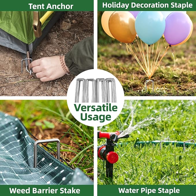 6 Inch Galvanized Landscape Staple, 11 Gauge Heavy Duty Garden Stakes for Barrier Fabric,Tent Stake,Plant Stakes Ground Anchors (25)