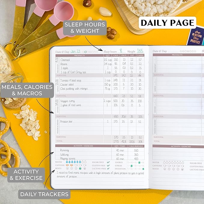 Legend Wellness Planner & Food Journal – Daily Diet & Health Journal with Weight Loss, Measurement & Exercise Trackers – Lifestyle & Nutrition Diary – Lasts 6 Months, A5 size – Mystic Gray