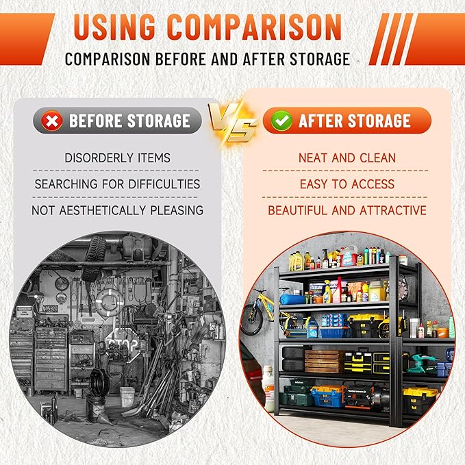 Heavy Duty 4-Tier Steel Shelving Unit, 2000LB Capacity Adjustable Storage Rack for Garage, Warehouse & Basement, Easy Tool-Free Assembly（54''H x 39.4W x 15.7''D）