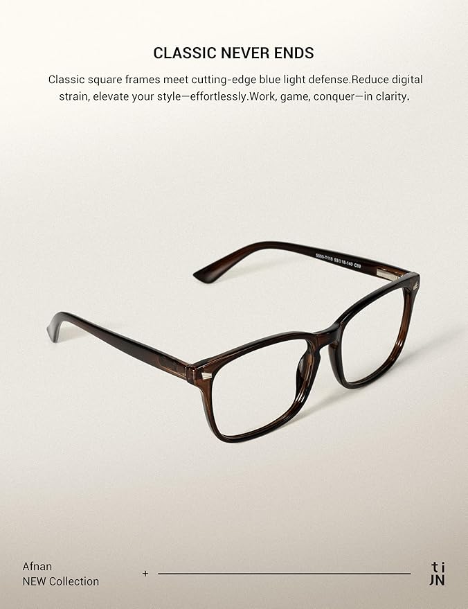 TIJN Blue Light Blocking Glasses for Women Men Clear Frame Square Nerd Eyeglasses Anti Blue Ray Computer Screen Glasses