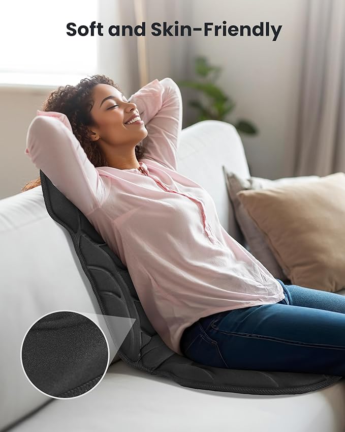 COMFIER Back Massager with Heat, Vibration Massage Seat Cushion with 8 Massage Nodes & 5 Modes, Adjustable Chair Massager Pad for Home Office, Heated Chair Pad,Gifts for Him Her