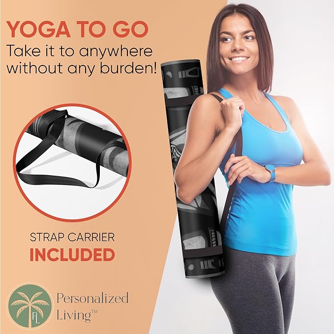 Custom Yoga Mat | Ships Next Day | Customize | Workout Mat for Men and Women | Non Slip Rubber Exercise Mat | 4mm Thick Gym Mat for Meditation, Pilates, Yoga, Gym