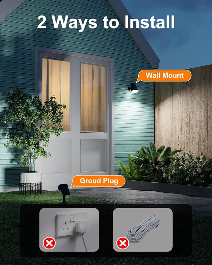 6 Pack Solar Powered Outdoor Spot Lights Outside Landscape Waterproof 24 LEDs Spotlights Dusk to Dawn for House Yard Tree, Plants, Outside, Patio, Garden, Statues, Superior Accent Lighting, 3 Modes