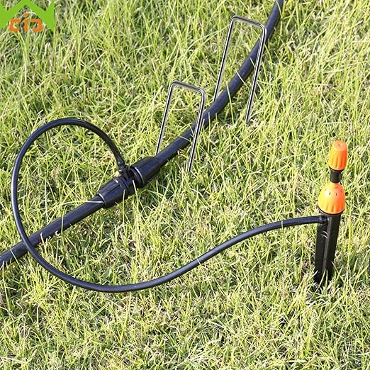 Finderomend 200 Pack Landscape Staples and 200 Pack Gaskets, 11 Gauge 6in Galvanized Steel Garden Staples with Black Pad for Landscape Fabric Supplies for Weed Barrier Fabric