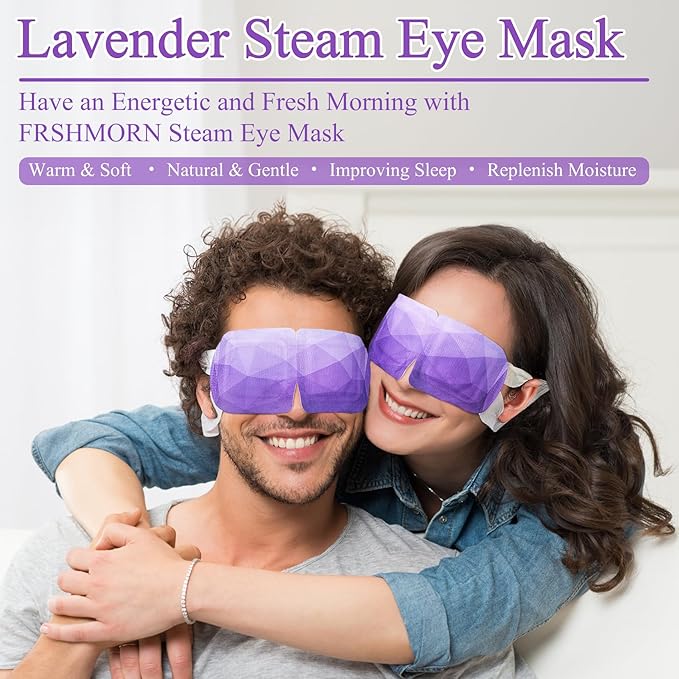 32 Packs Steam Eye Mask, Heated Eye Mask for Sleeping, Warm Compress for Eyes, Self Heating Disposal Steam Mask Comfortable Sleep Mask for Home, Office, Spa, Travel Essentials (Lavender)