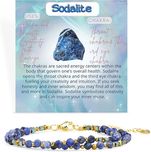 Crystal Beaded Bracelets, Chakra 4mm Natural Stone Beads Bracelets, Gemstone Spiritual Jewelry Gifts for Women