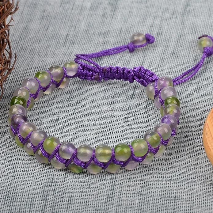 MASSIVE BEADS Double Layer Natural Chakra Healing Power Crystals Macrame Bracelet Yoga Stone Beads Gemstone Meditation Relax Anxiety Bangle for Unisex Women Men