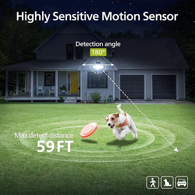 Philips 3600LM Solar Security Lights, 5000K waterproof Dimmable LED Motion Sensor Outdoor Lights, 3 Adjustable Heads w/16ft Cable, Separate Solar Panel with 3 Modes Solar Flood Lights for Yard, Garage