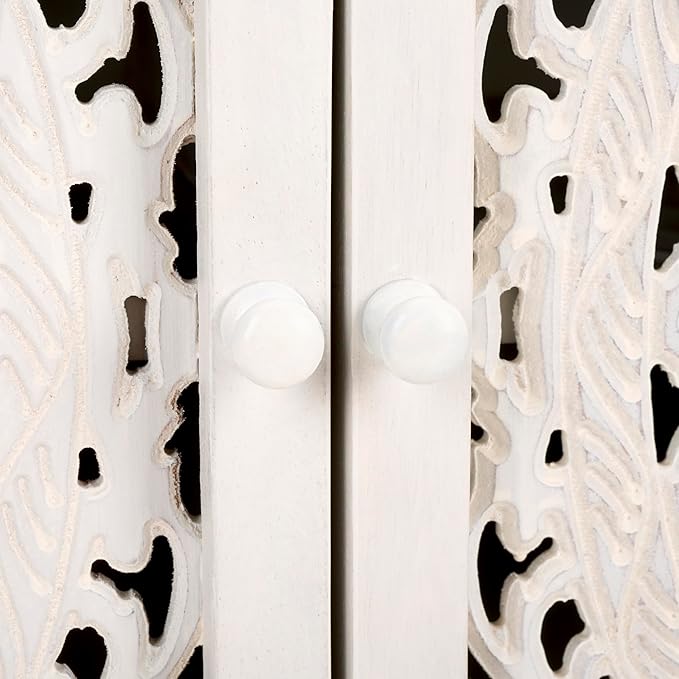 SAFAVIEH Raura TV Stand for up to 60" Flatscreen – White Washed, 2 Doors with Interior Storage, Entertainment Media Console Cabinet (MED5300A)