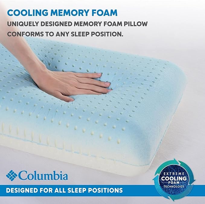 Columbia Cooling Gel Memory Foam Pillow - Comfortable and Supportive with Cooling & Breathable Features - Removable Washable Cover, King