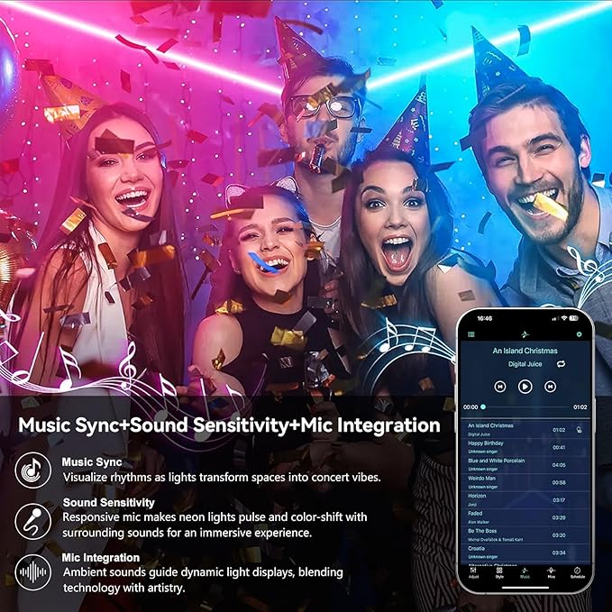 16.4FT 5M Addressable Neon Rope Light, WS2811 RGB LED Chasing Digital Strip Lights MagicRGB Waterproof Silicone Rope Music Sync DIY Design APP Control Dream Color for Gaming Room Wall Decor