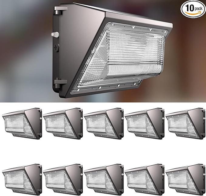 Lightdot 10Pack 150W LED Wall Pack Lights, 100-277v Dusk to Dawn with Photocell | 22500Lm(150Lm/W) 5000K IP65 Outdoor Exterior Lighting Fixture, Energy Saving|5-Yrs Warranty, ETL(Height:10~20ft)
