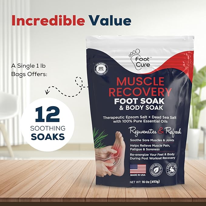 Foot Soak with Epsom Salts – All-Natural Blend for Relaxing Foot Care – Softens Calluses & Refreshes Feet – Invigorating Scent, Spa Pedicure, Made in USA – 16oz (Pack of 1)
