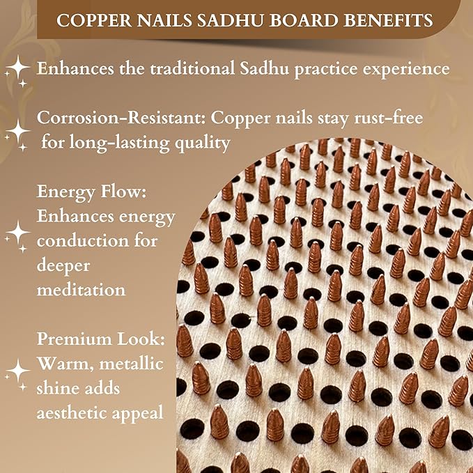 TENGRY Sadhu Board, Specially Crafted Aluminum & Copper Nails, Light Nail Board, 0.31 IN (8 mm), Beginners, Hexagon, Slim Sadhu Wood Board for Standing on Nails, Acupuncture Foot Massage, Yoga Gift