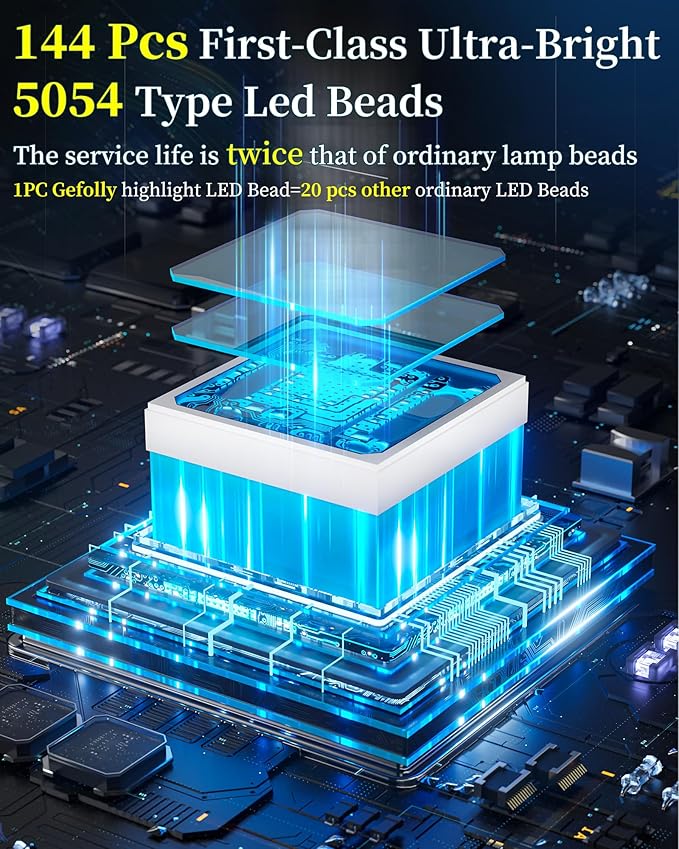 Gefolly SL-9800W Solar Street Light Outdoor 650000LM Wide Angle Commercial Parking Lot Lights Dusk to Dawn 6500K Flood Security Light IP67 Lamp for Basketball Court, Yard, Road