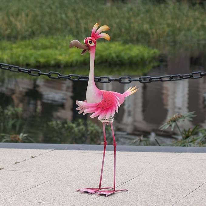 Natelf Flamingo Metal Yard Art Garden Sculpture Flamingo Outdoor Decorations Large Garden Statues for Yard Patio, Porch, Home for Women, Mom, Grandma