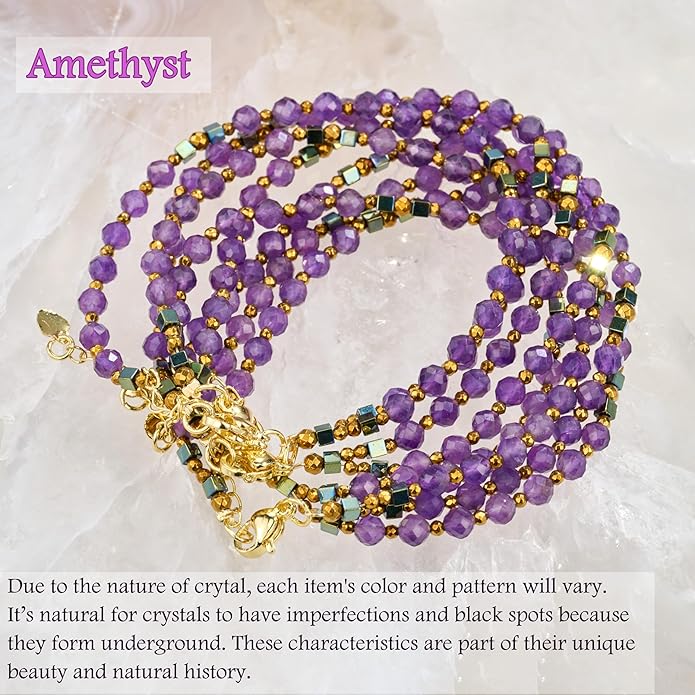 Crystal Beaded Bracelets, Chakra 4mm Natural Stone Beads Bracelets, Gemstone Spiritual Jewelry Gifts for Women