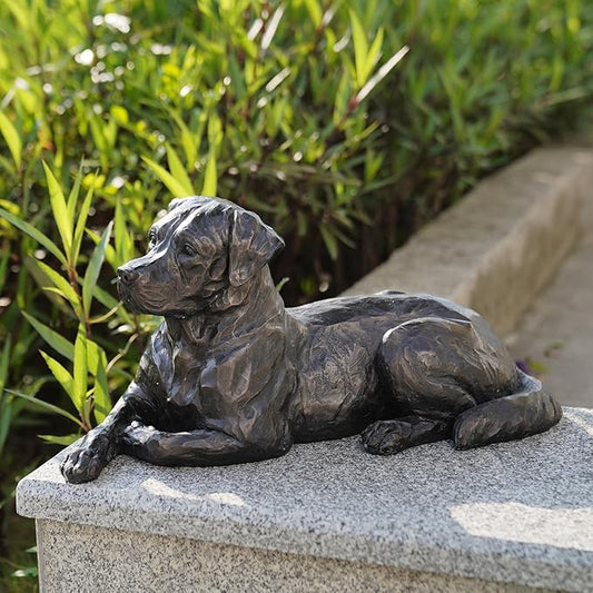 Large Labrador Dog Statues Outdoor – 16.75inch Black Resin Labrador Memorial Statue 4.1lb Décor Sculpture Large lab Outdoor Figurines for Dog Lovers 16.75L*9.75W*9.5H