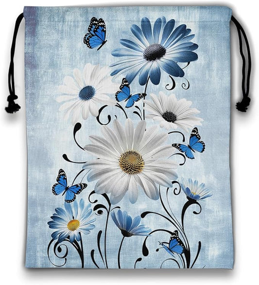 Daisy Flowers Gymnastics Grip Bag Blue Rustic Adjustable Small Gym Grip Bag for Men Women