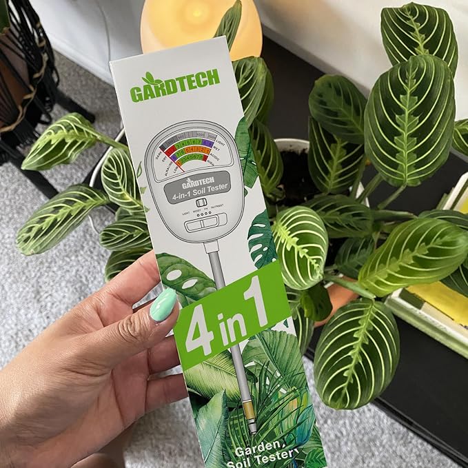 Gardtech Soil Moisture Meter - 4-in-1 Soil Test Kit Without Battery, Soil Moisture/Light/Nutrients/pH Meter for Plant, Garden, Lawn, Indoor & Outdoor (Yellow)