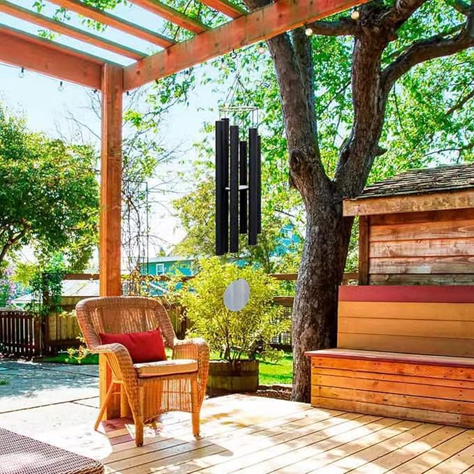 Wind Chimes Large Outdoors Clearance Deep Tone, 45" Sympathy Wind Chimes in Loving Memory of Someone, Memorial Wind Chimes Gifts for Mother's Day, Metal Wind Chimes Outdoors Garden / Yard Décor(Black)