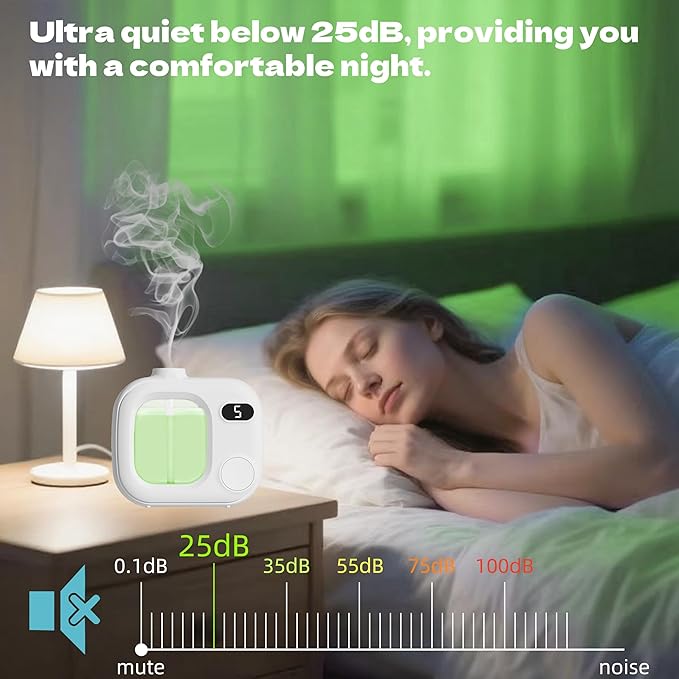 Wireless Ultrasonic Aromatherapy Diffuser - Smart Essential Oil Diffuser for Large Rooms Bathrooms Hotels and Offices Cordless 360° Aroma Diffuser with 5 Mist Levels Perfect for Home and Car