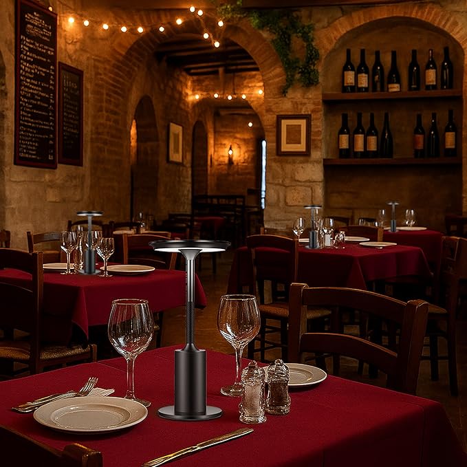 2 Pack Cordless Table Lamps,Portable Table Light with 3 Color Stepless Dimming,6000mAh Rechargeable Battery,Touch Control Dimmable LED Lamp for Outdoor/Dinner/Patio/Restaurant (Black)