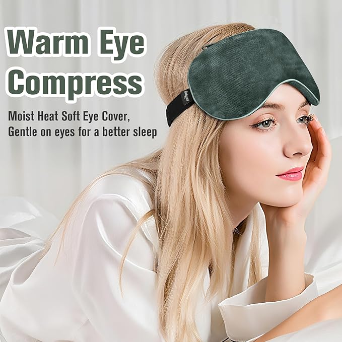 Heated Eye Mask Warm Compress for Eyes, Soothing Weighted Eye Mask for Sleeping, Microwave Moist Heating Pad Hot Compress for Eyes Relaxation, Reusable Sleep Mask for Home, Office (Grey)