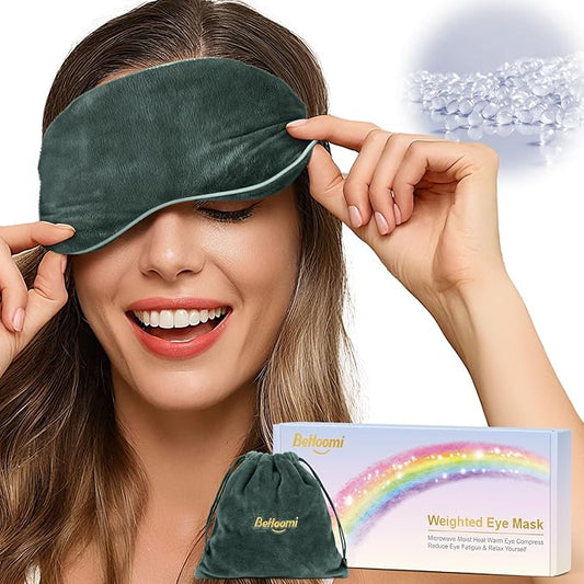 Heated Eye Mask Warm Compress for Eyes, Soothing Weighted Eye Mask for Sleeping, Microwave Moist Heating Pad Hot Compress for Eyes Relaxation, Reusable Sleep Mask for Home, Office (Grey)
