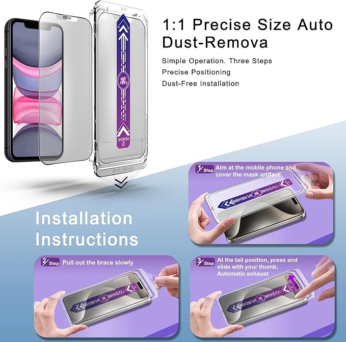 2 Pack Matte Screen Protector for iPhone 11 and iPhon XR 6.1-Inch Auto Dust Removal, No Bubbles, Tempered Glass Film, Easy Installation