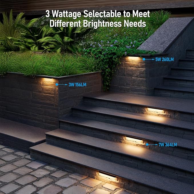 LEONLITE 8-Pack 12 Inch LED Hardscape Lighting, Update Retaining Wall Lights, LED Landscape Lighting, 12-24V AC/DC Paver Light Low Voltage, 3W/5W/7W Dimmable Outdoor Step Lights, 2700K Soft White, ETL