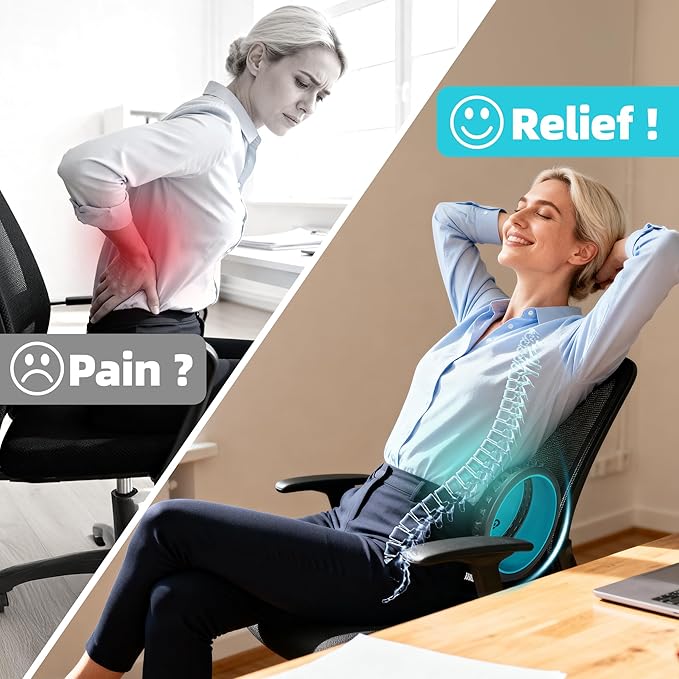 Back Roller for Back Pain Reliefn & Stretching, Deep Tissue Massage Roller Supports Up to 530 lbs / 240 kg, 5.5''-7.5'' Curved Foam Roller for Home Stretching & Physical Therapy