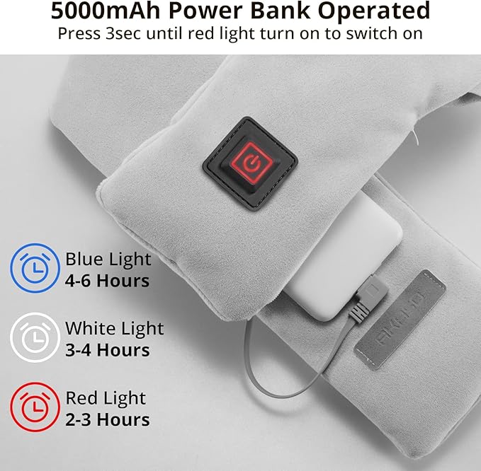 AKASO Heated Neck Wrap with 5000mAh Power Bank - Electric Heating Pad for Neck Pain Relief and Stiffness