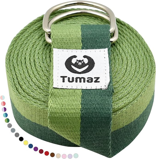 Tumaz Yoga Strap/Stretch Bands [15+ Colors, 6/8/10 Feet Options] with Extra Safe Adjustable D-Ring Buckle, Durable and Comfy Delicate Texture - Best for Daily Stretching, Physical Therapy, Fitness