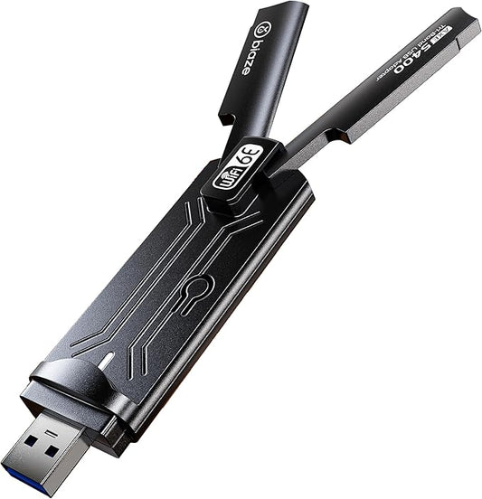 Wireless WiFi 6E Adapter 5400Mbps USB 3.0 - Dual Band Gaming WiFi Adapter for PC & Laptop, Plug and Play WiFi 6E Network Card with External Antenna(WiFi6E 5400Mbps)