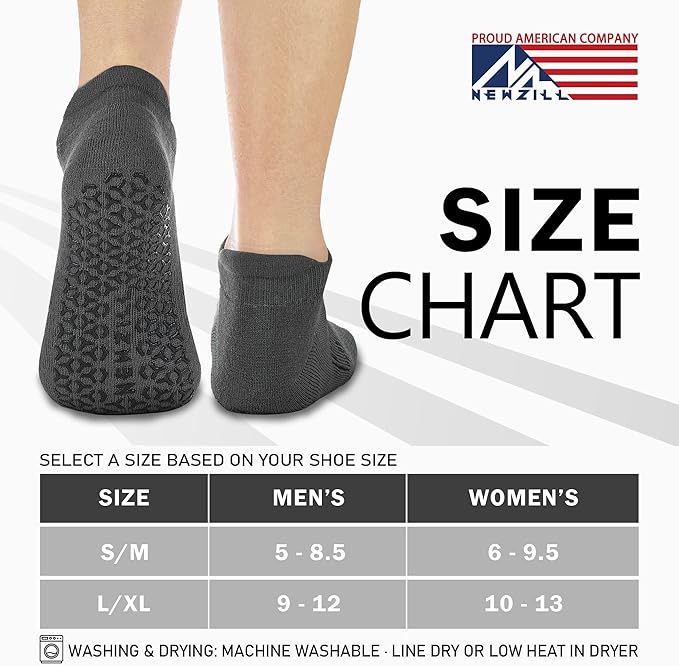 NEWZILL 3 Pairs Non Slip Yoga Socks With Grips for Women & Men, Unisex Anti Skid Socks for Pilates Barre Workouts Hospital