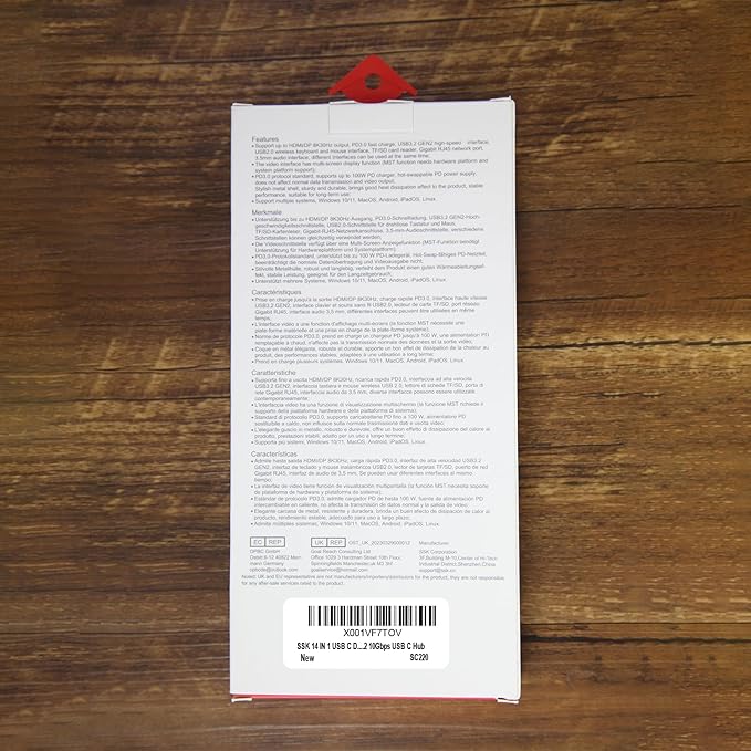 SSK 8K USB C Dock for Thunderbolt Laptop, MacBook Docking Station 3 Monitors,10Gbps USB C Hub Dual HDMI, Displayport, Ethernet,100W PD, Mic/Audio, USB C&A 3.2 Gen 2 Port for iPhone 15/Mac/Lenovo