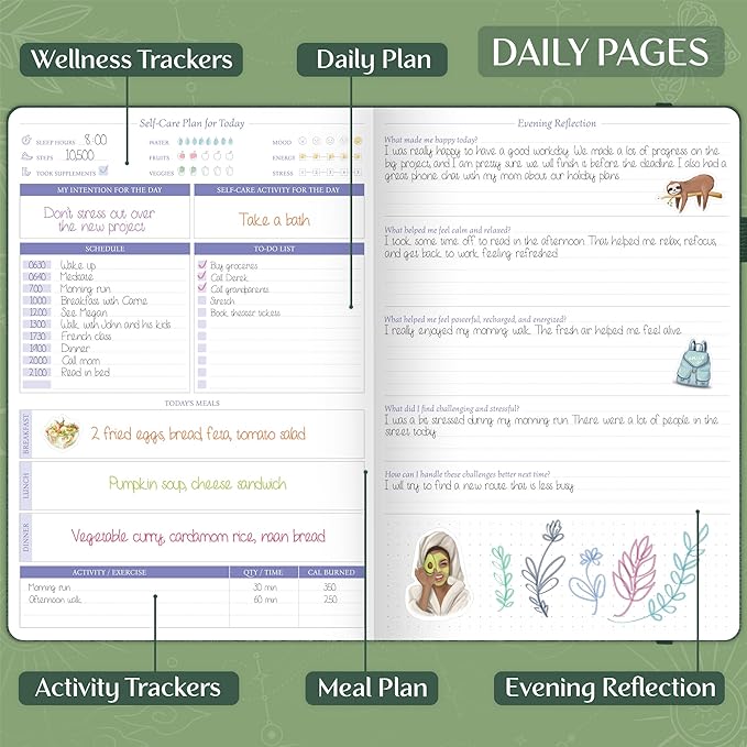 Legend Self-Care Journal – Guided Daily Reflection Journal to Support Mental & Physical Health – Daily Mood, Meditation & Personal Development Notebook – 7.1x10.5”, Lasts 3 Months (Forest Green)