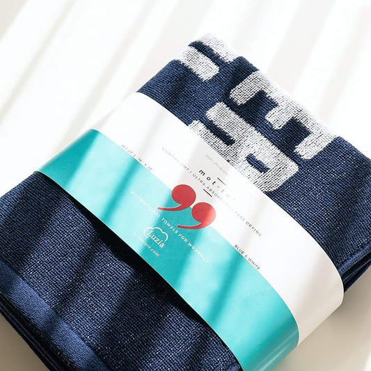 Luzia Workout Towels with Motivational Quotes for Sweat (Pack of 2) - mot-to Lightweight and Super Absorbent for Exercise, Workout, Fitness, Pickleball, Gym, Yoga, Running and Travel (Blue)